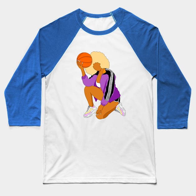 Woman basketball player Baseball T-Shirt by cariespositodesign